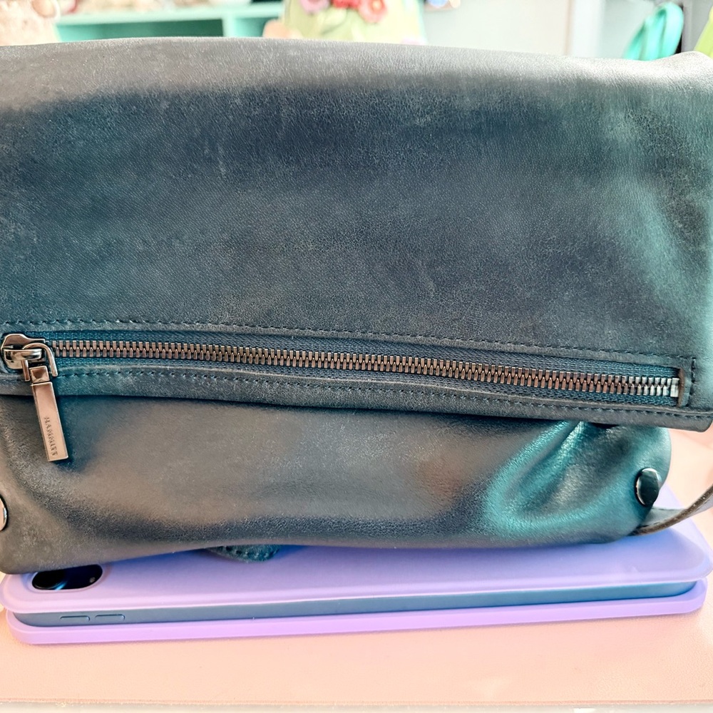 Hammitt Blue Clutch with Silver Accents